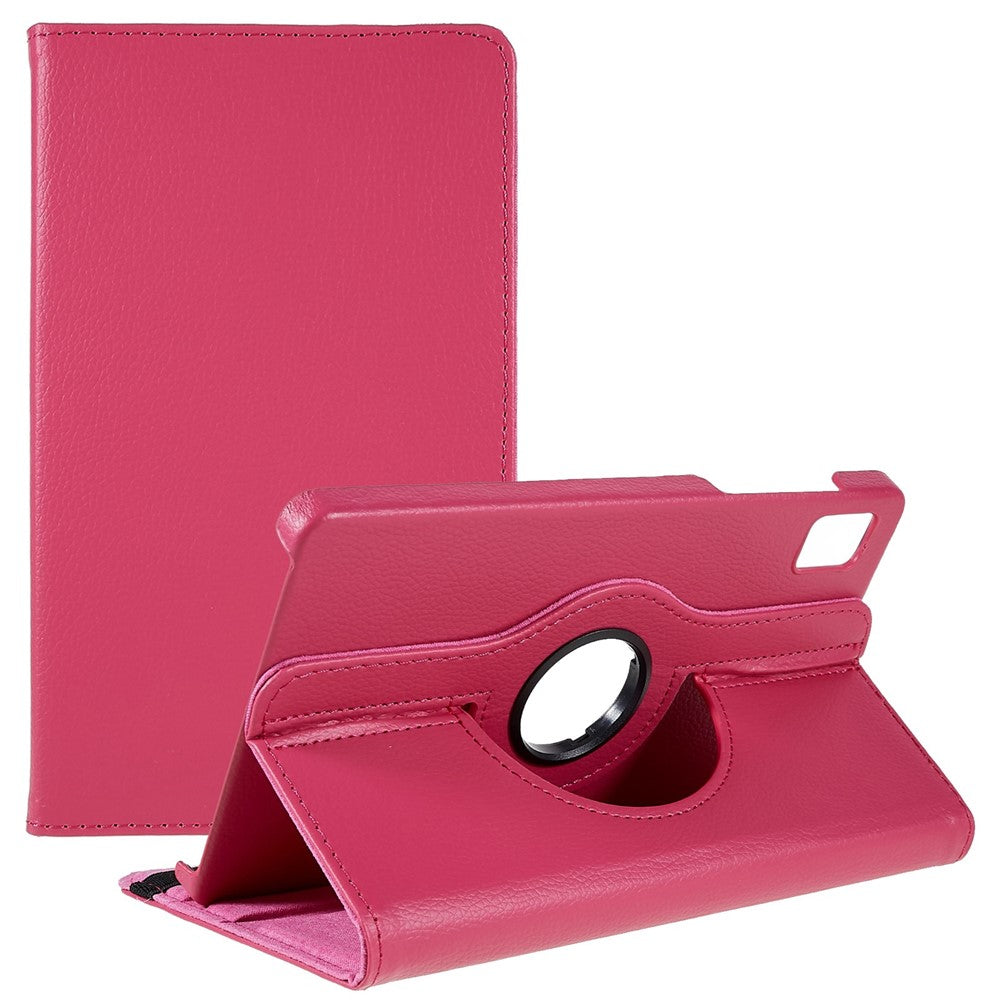 For Realme Pad Mini Wear-resistant Solid Color Leather Tablet Case 360-degree Rotating Protective Cover with Stand Support Horizontal/Vertical View