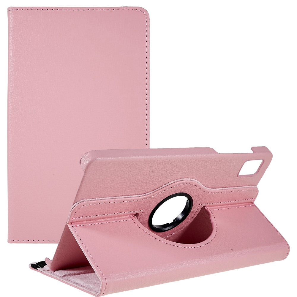 For Realme Pad Mini Wear-resistant Solid Color Leather Tablet Case 360-degree Rotating Protective Cover with Stand Support Horizontal/Vertical View