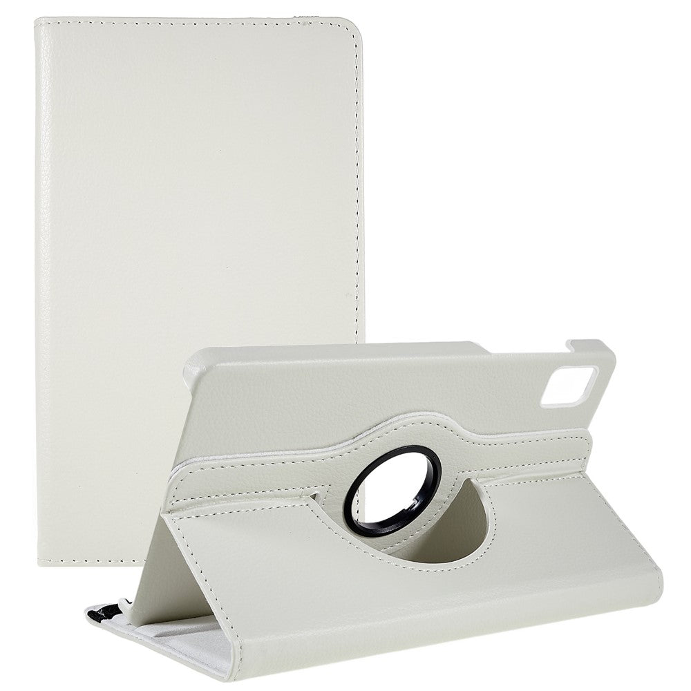 For Realme Pad Mini Wear-resistant Solid Color Leather Tablet Case 360-degree Rotating Protective Cover with Stand Support Horizontal/Vertical View