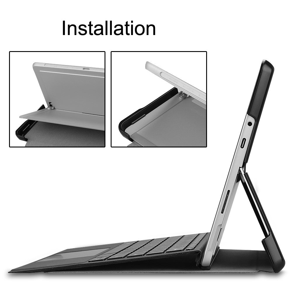 For Microsoft Surface Go / Go 2 / Go 3 / Go 4 Tri-fold Stand PU Leather + PC Tablet Case Cover with Pen Slot