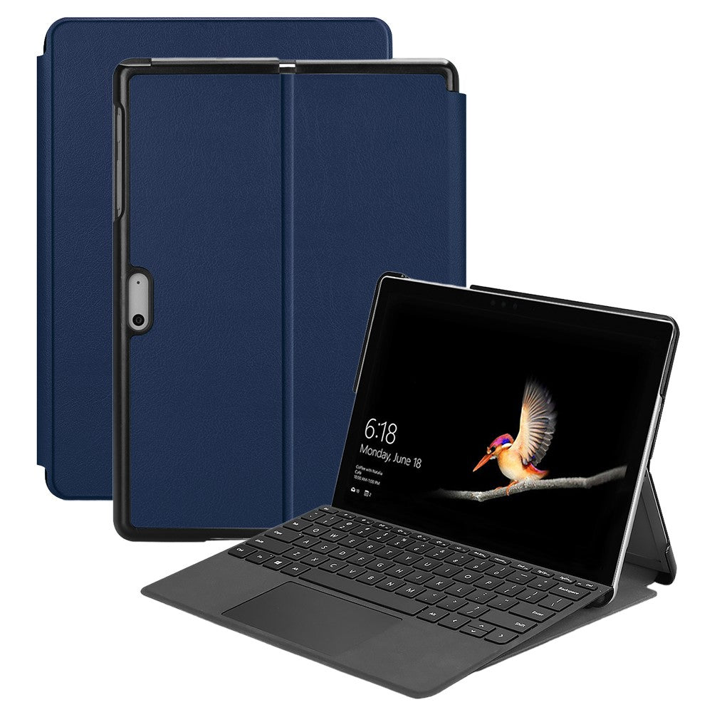 For Microsoft Surface Go / Go 2 / Go 3 / Go 4 Tri-fold Stand PU Leather + PC Tablet Case Cover with Pen Slot