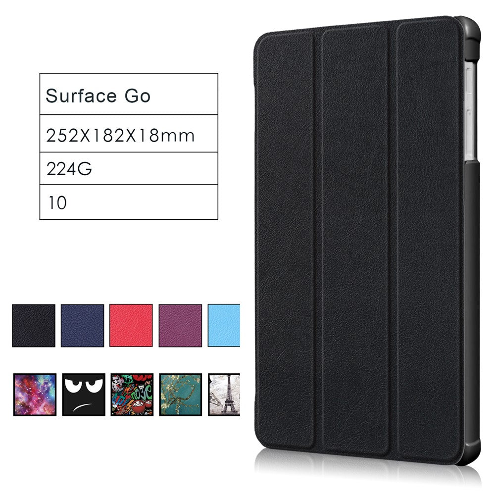 Protective PU Leather Flip Case with Tri-fold Stand for Microsoft Surface Go