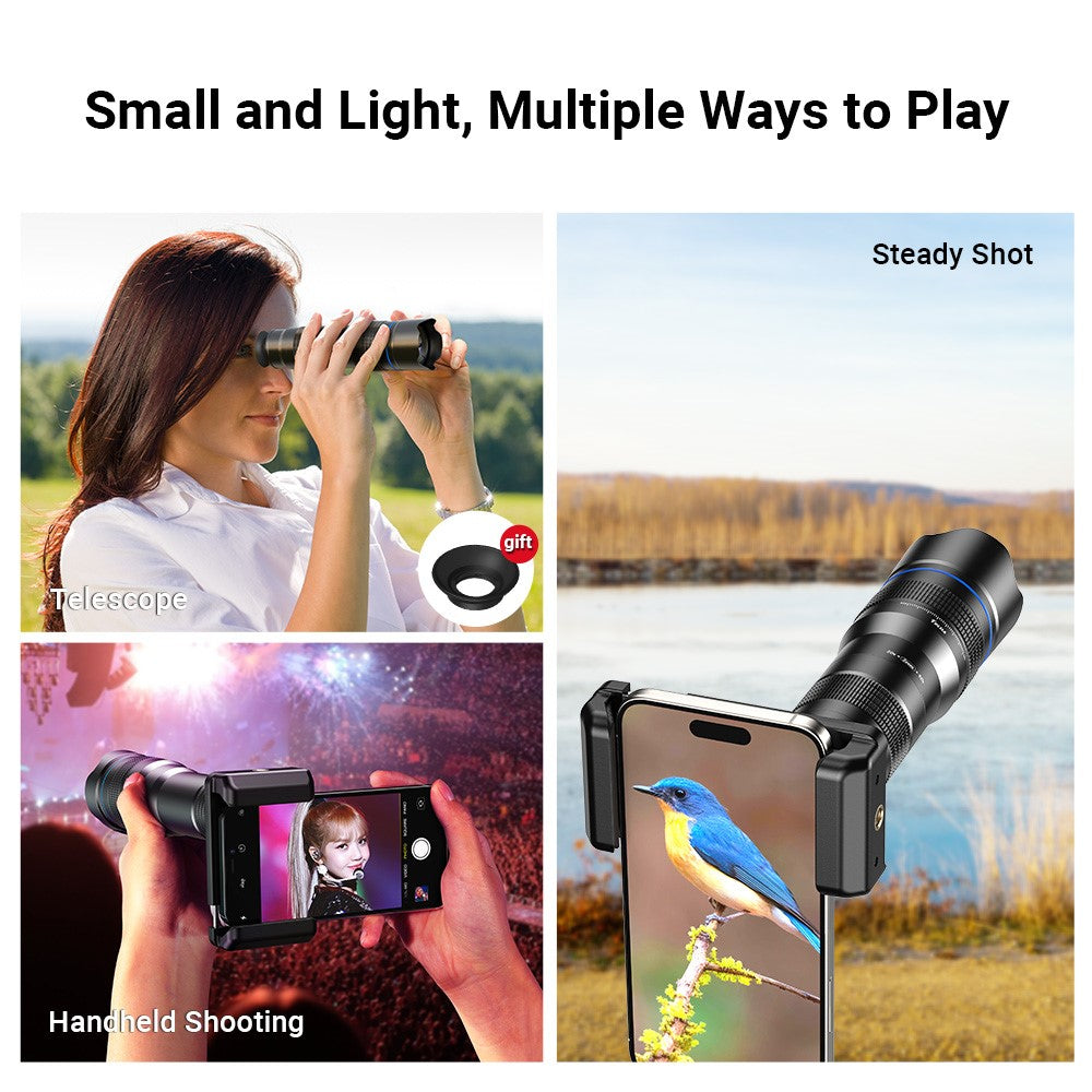 APEXEL HD Metal 20-40x Zoom Telescope Telephoto Lens Monocular Phone Camera Lens for iPhone Samsung Huawei