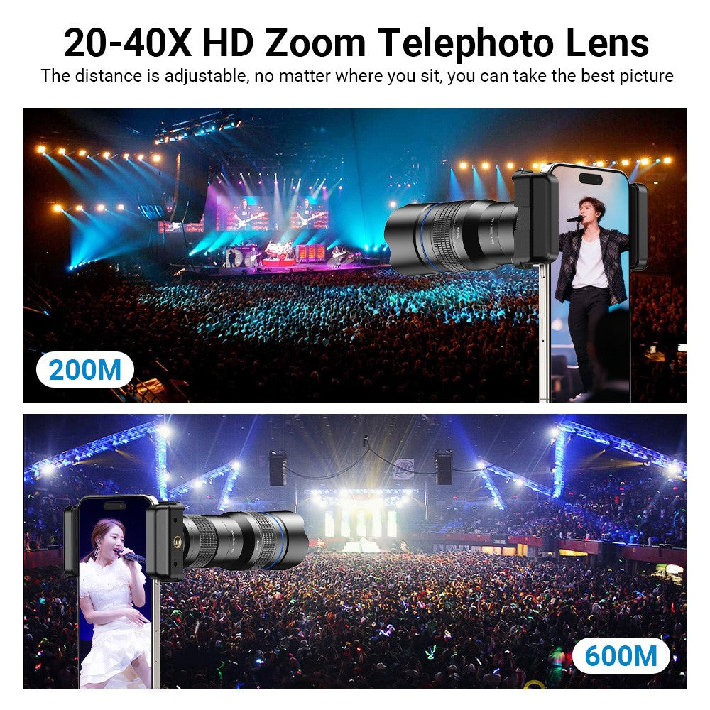APEXEL HD Metal 20-40x Zoom Telescope Telephoto Lens Monocular Phone Camera Lens for iPhone Samsung Huawei