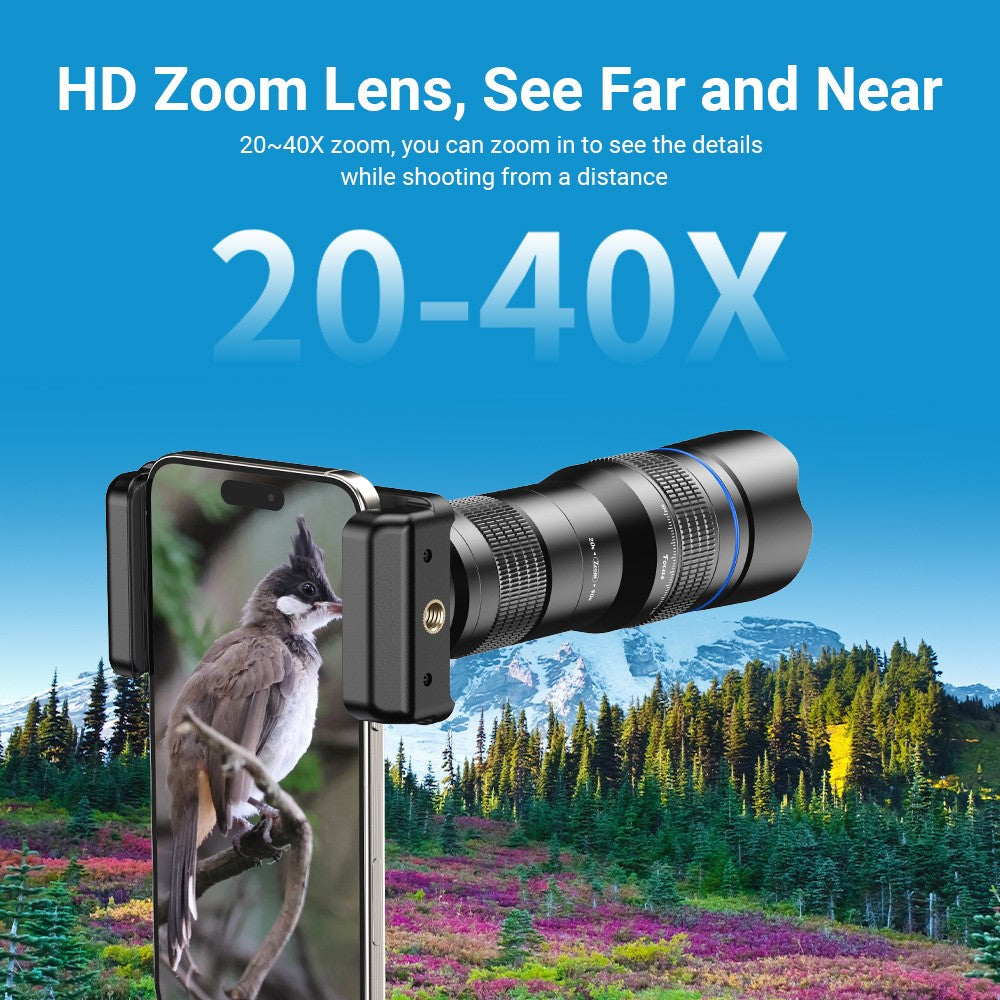 APEXEL HD Metal 20-40x Zoom Telescope Telephoto Lens Monocular Phone Camera Lens for iPhone Samsung Huawei