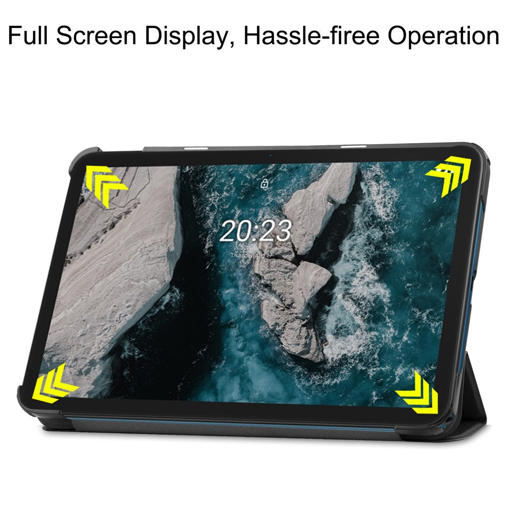 Protective Case for Nokia T20 Trifold Stand PU Leather + PC Tablet Cover Shell with Auto Wake / Sleep