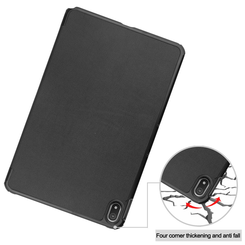 Protective Case for Nokia T20 Trifold Stand PU Leather + PC Tablet Cover Shell with Auto Wake / Sleep