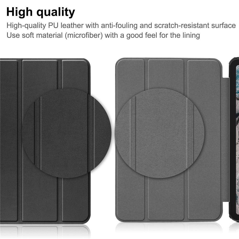 Protective Case for Nokia T20 Trifold Stand PU Leather + PC Tablet Cover Shell with Auto Wake / Sleep