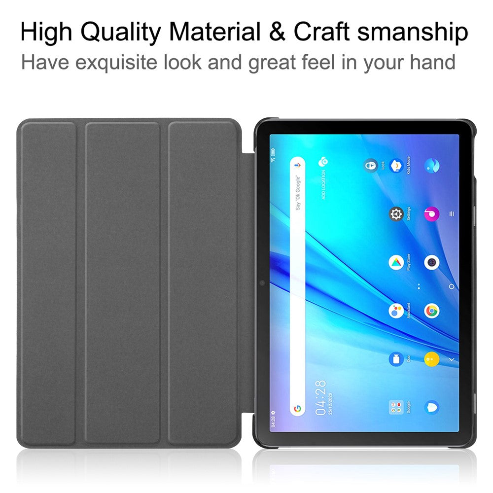 For TCL TAB 10s 9080G (2021) Drop-proof Trifold Stand PU Leather + PC Tablet Cover Case with Auto Wake/Sleep