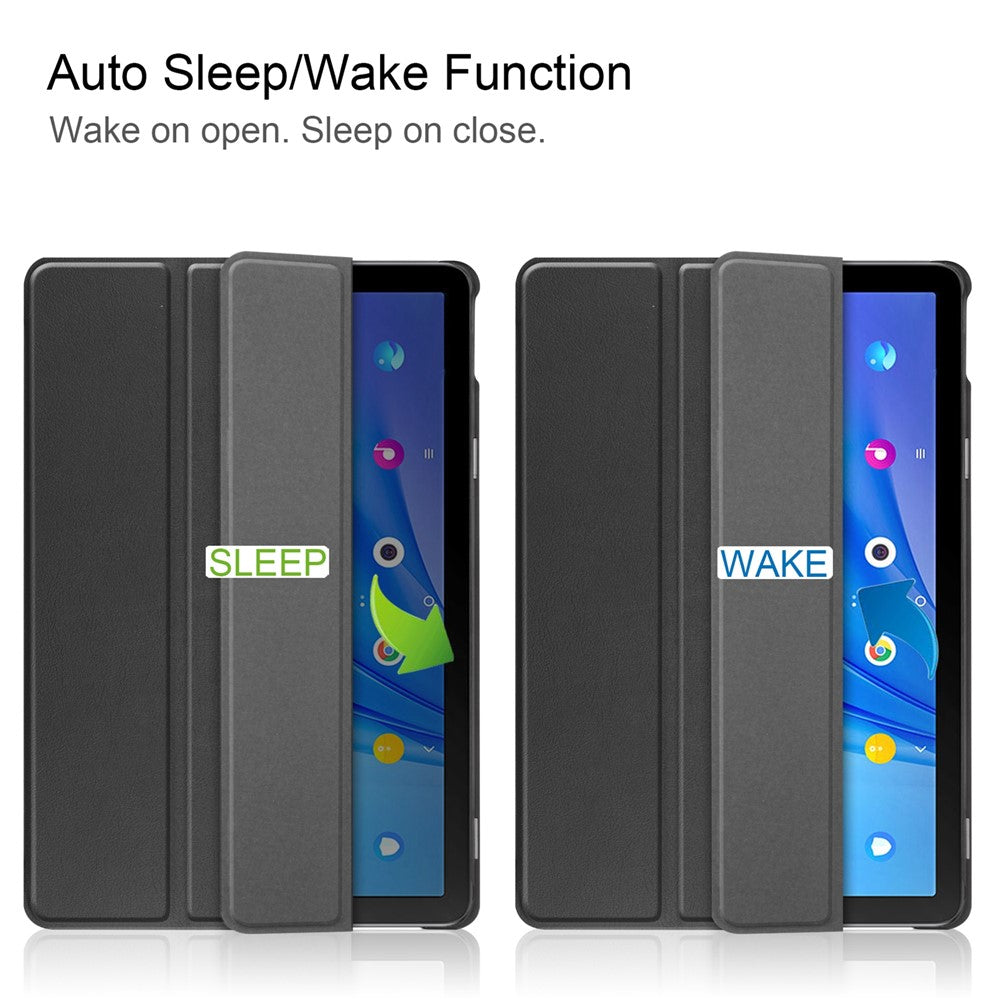 For TCL TAB 10s 9080G (2021) Drop-proof Trifold Stand PU Leather + PC Tablet Cover Case with Auto Wake/Sleep