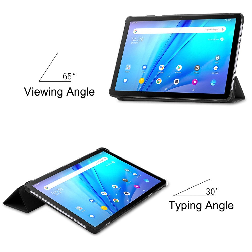 For TCL TAB 10s 9080G (2021) Drop-proof Trifold Stand PU Leather + PC Tablet Cover Case with Auto Wake/Sleep