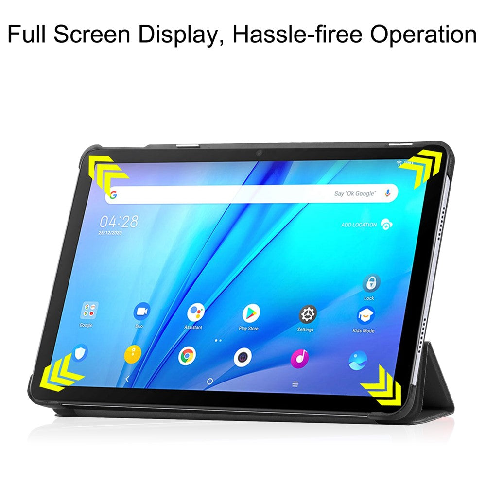 For TCL TAB 10s 9080G (2021) Drop-proof Trifold Stand PU Leather + PC Tablet Cover Case with Auto Wake/Sleep