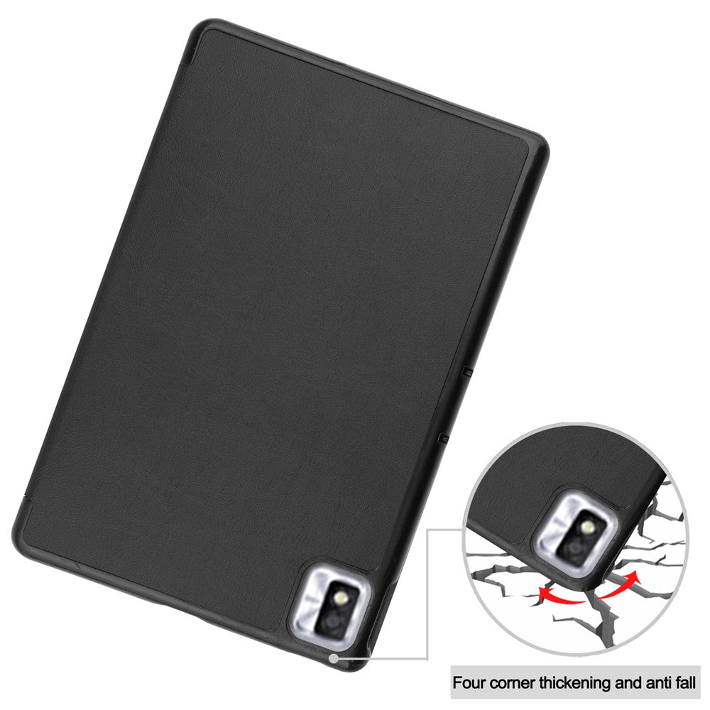 For TCL TAB 10s 9080G (2021) Drop-proof Trifold Stand PU Leather + PC Tablet Cover Case with Auto Wake/Sleep