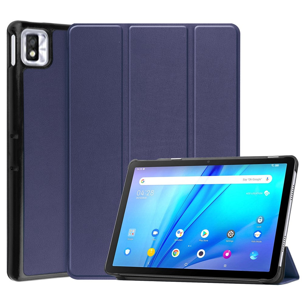 For TCL TAB 10s 9080G (2021) Drop-proof Trifold Stand PU Leather + PC Tablet Cover Case with Auto Wake/Sleep