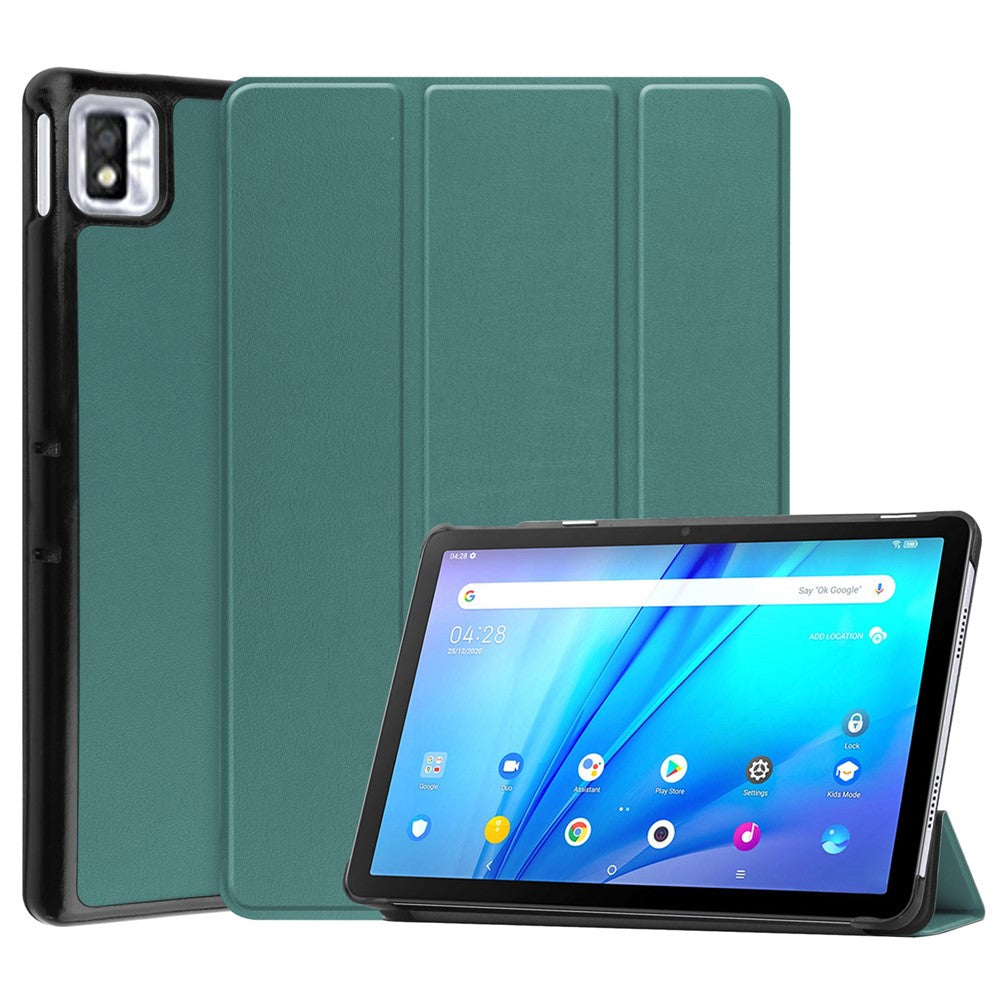 For TCL TAB 10s 9080G (2021) Drop-proof Trifold Stand PU Leather + PC Tablet Cover Case with Auto Wake/Sleep