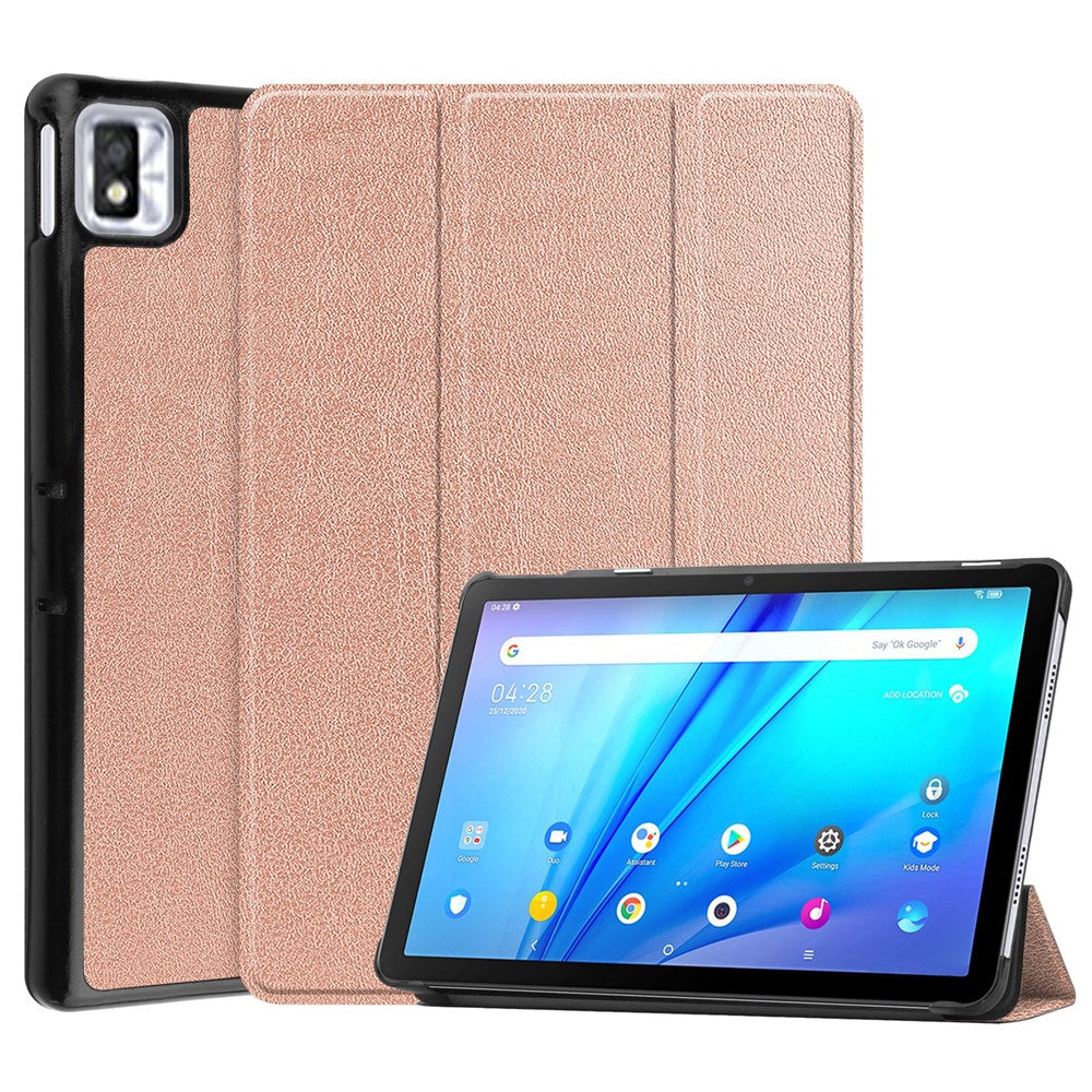 For TCL TAB 10s 9080G (2021) Drop-proof Trifold Stand PU Leather + PC Tablet Cover Case with Auto Wake/Sleep