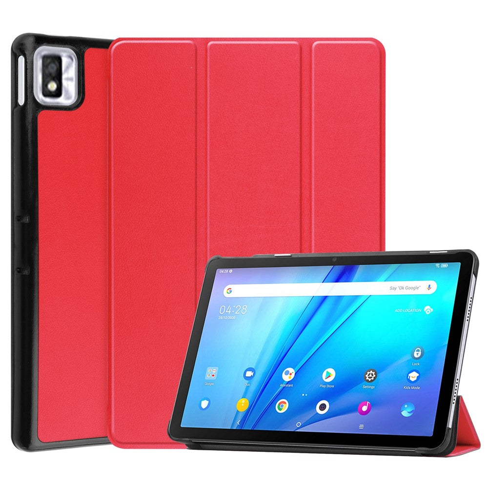 For TCL TAB 10s 9080G (2021) Drop-proof Trifold Stand PU Leather + PC Tablet Cover Case with Auto Wake/Sleep