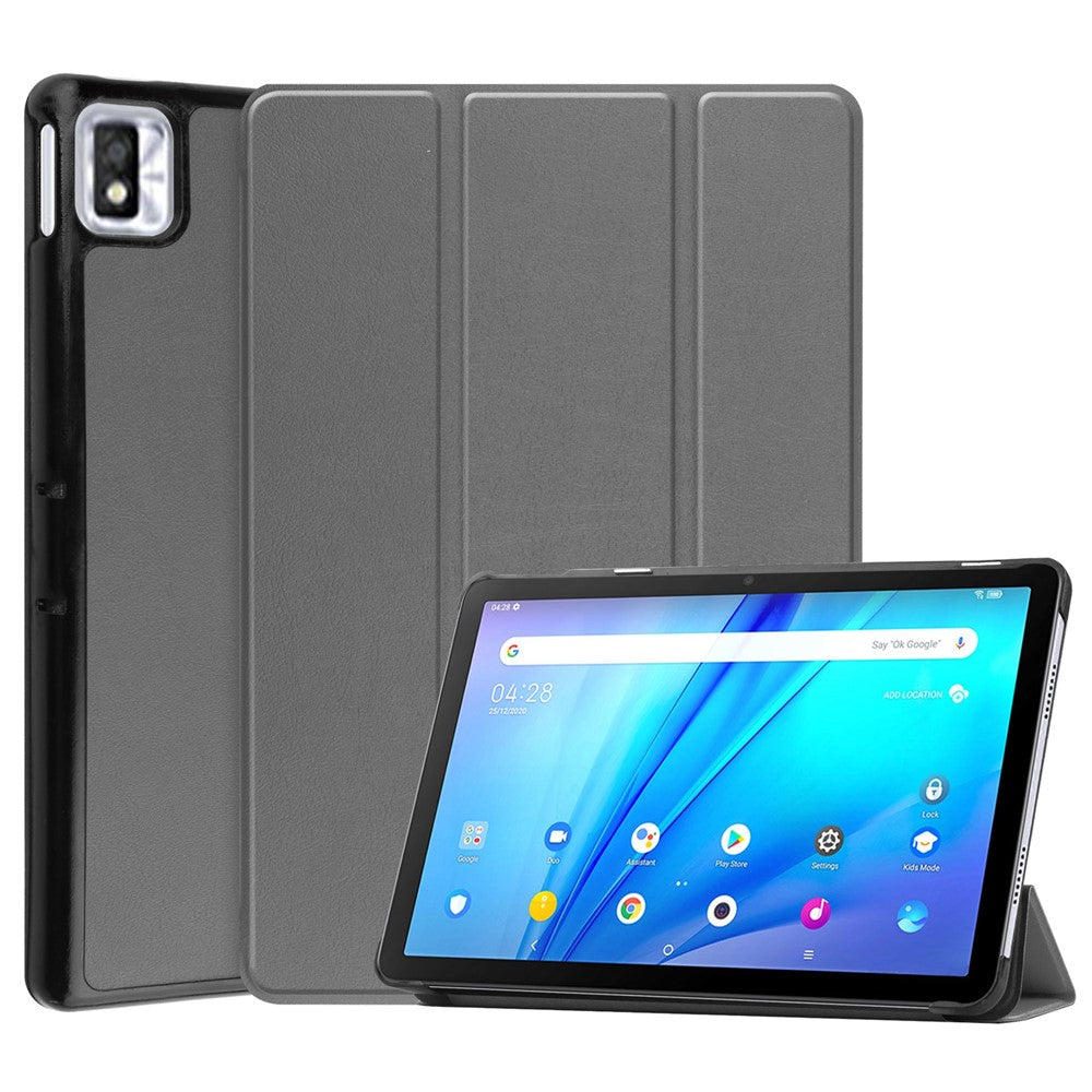 For TCL TAB 10s 9080G (2021) Drop-proof Trifold Stand PU Leather + PC Tablet Cover Case with Auto Wake/Sleep