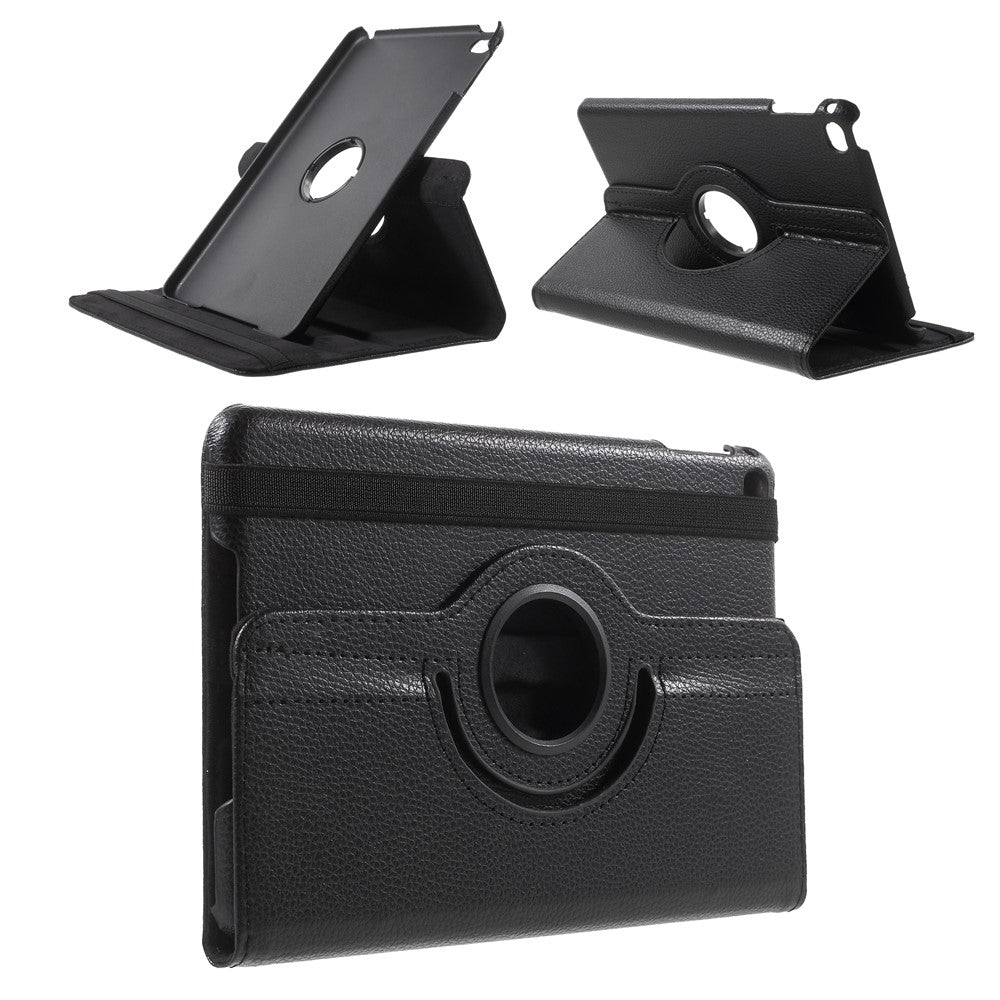 For iPad mini 4 Lychee 360-Rotation Stand Leather Protective Case