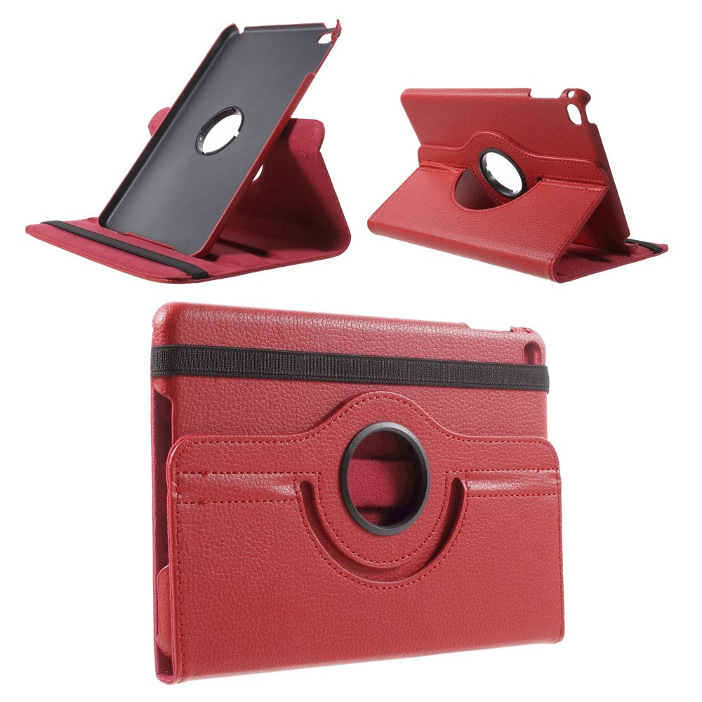 For iPad mini 4 Lychee 360-Rotation Stand Leather Protective Case