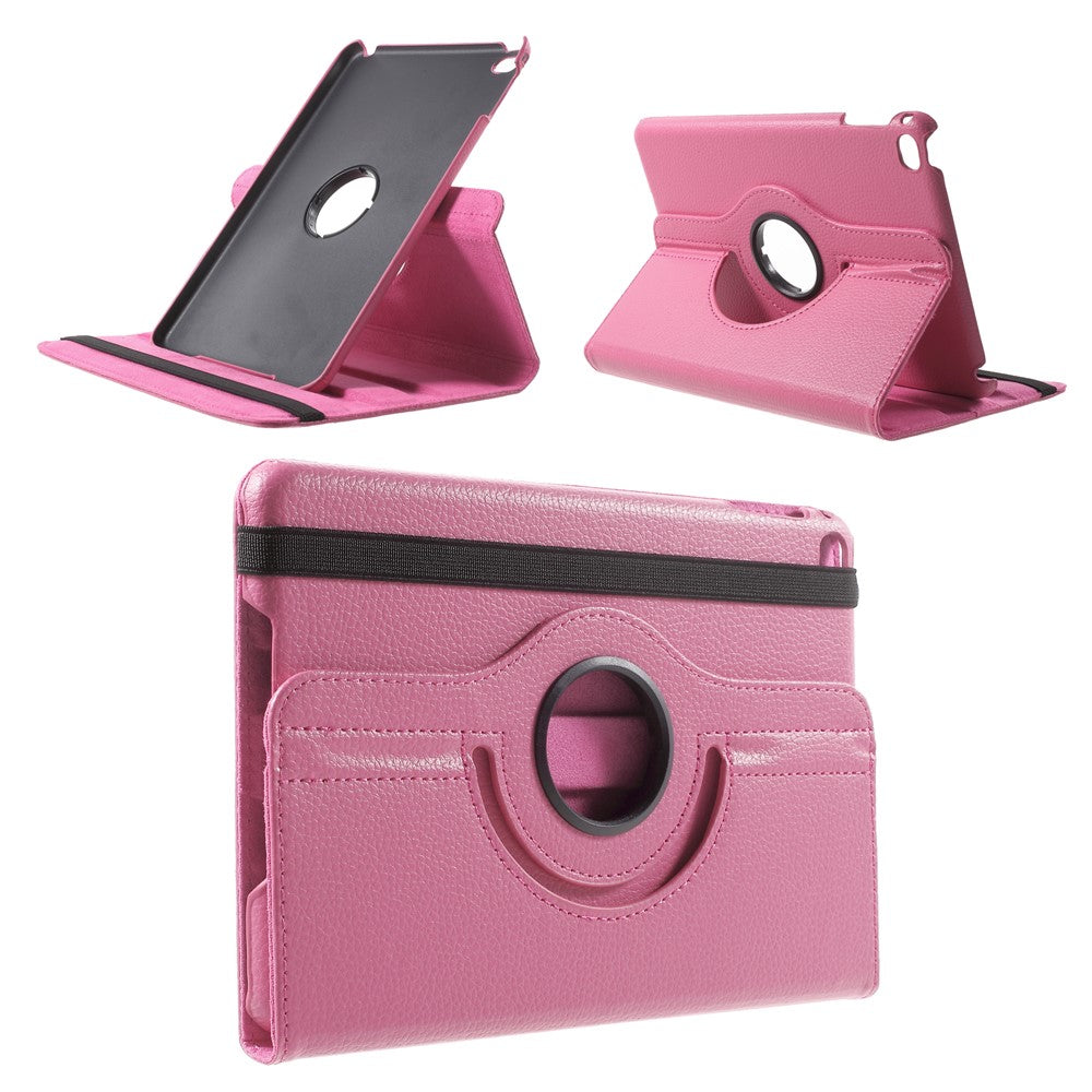 For iPad mini 4 Lychee 360-Rotation Stand Leather Protective Case