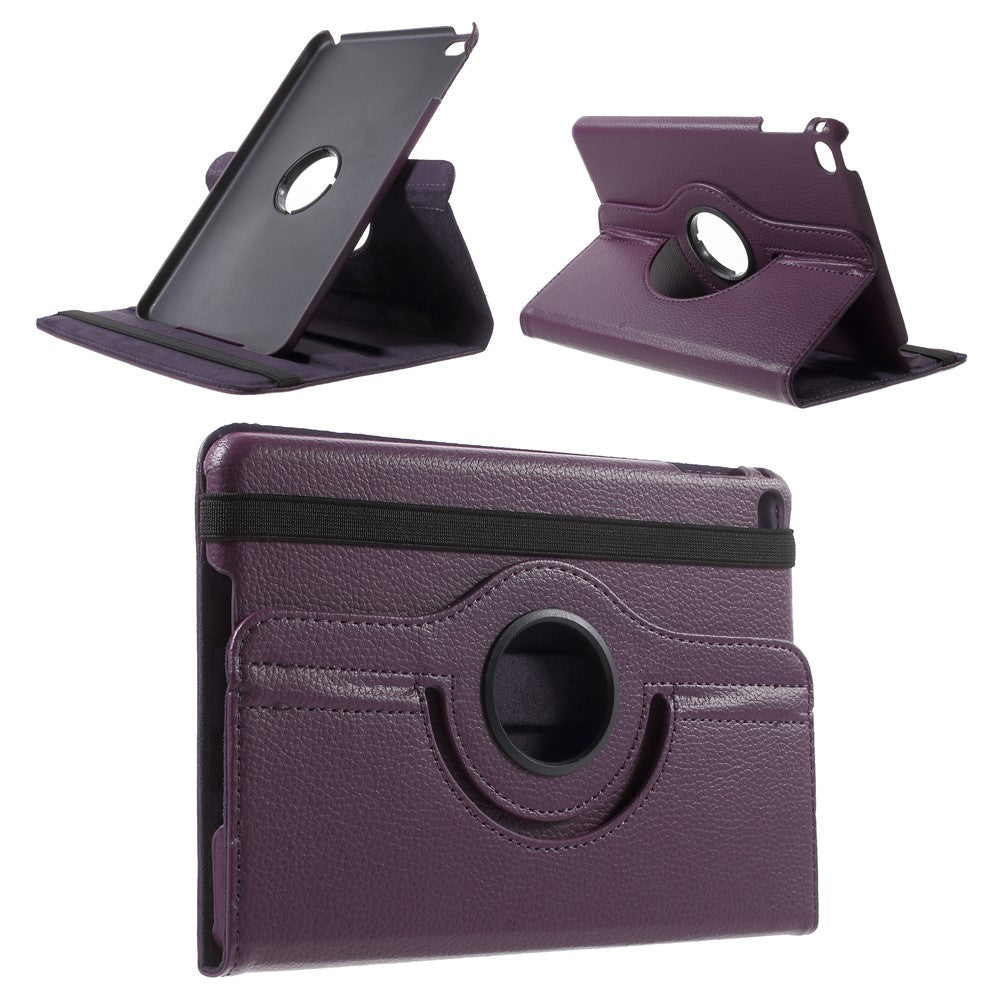 For iPad mini 4 Lychee 360-Rotation Stand Leather Protective Case