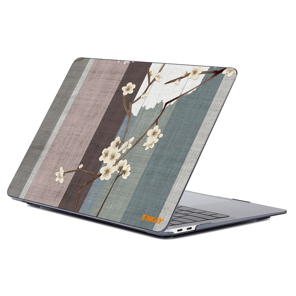 ENKAY HAT PRINCE For MacBook Air 13 inch (2018-2019) A1932/(2020) A2179 A2337 Flower Pattern Laptop Protective Case Transparent Hard PC Notebook Cover