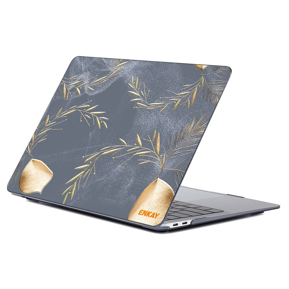 ENKAY HAT PRINCE For MacBook Air 13 inch (2018-2019) A1932/(2020) A2179 A2337 Flower Pattern Laptop Protective Case Transparent Hard PC Notebook Cover