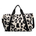 35L Large Capacity Carry On Gym Bag Fashion Leopard Print Oxford Fabric Travel Duffel Bag with Shoulder Strap