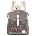 CANVASARTISAN T29-3 Ethnic Style Canvas Backpack School Bag Travel Daypack Shoulders Bag