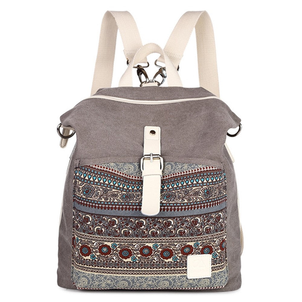 CANVASARTISAN T29-3 Ethnic Style Canvas Backpack School Bag Travel Daypack Shoulders Bag