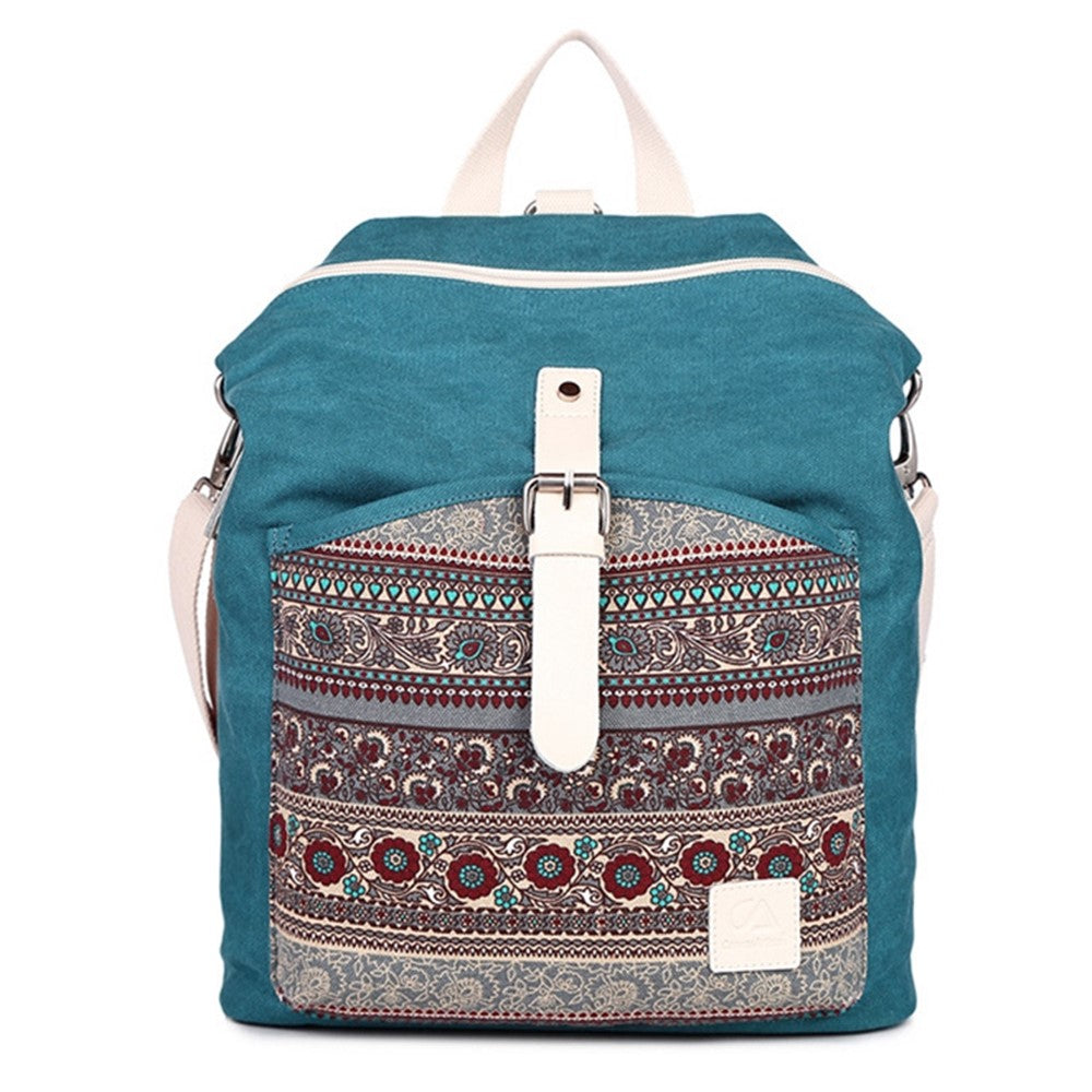 CANVASARTISAN T29-3 Ethnic Style Canvas Backpack School Bag Travel Daypack Shoulders Bag