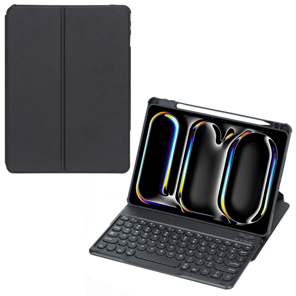 YL13 For iPad Pro 11 (2024) PU+Acrylic Rotary Stand Tablet Cover with Round Key Keyboard