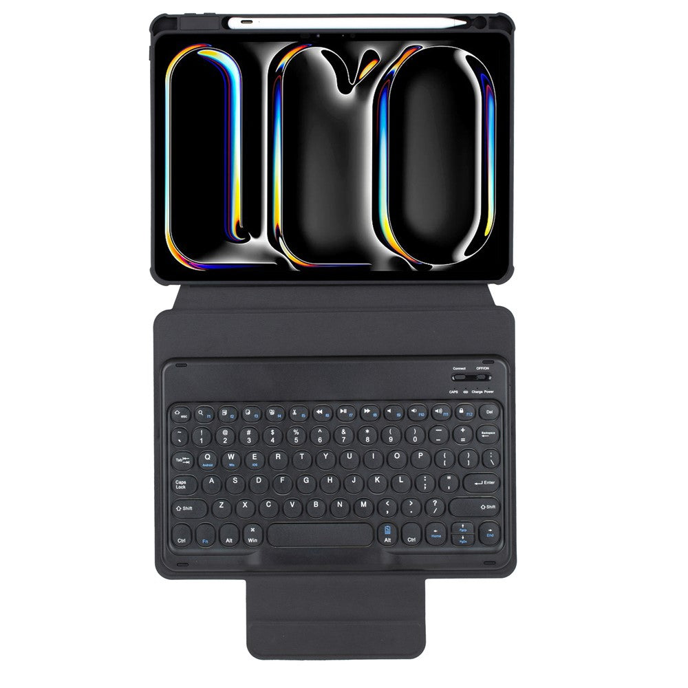 YL13 For iPad Pro 11 (2024) PU+Acrylic Rotary Stand Tablet Cover with Round Key Keyboard