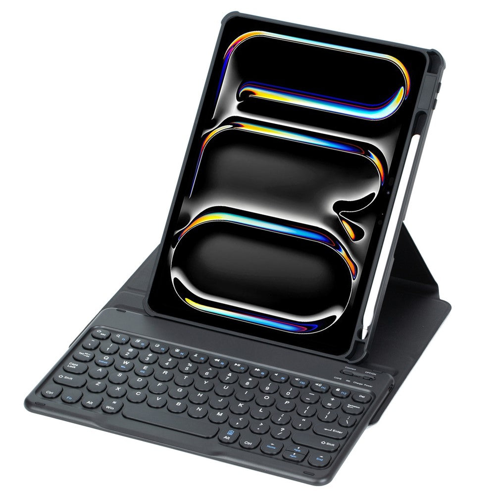 YL13 For iPad Pro 11 (2024) PU+Acrylic Rotary Stand Tablet Cover with Round Key Keyboard