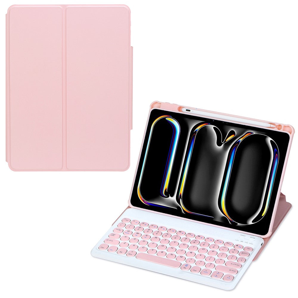 YL13 For iPad Pro 11 (2024) PU+Acrylic Rotary Stand Tablet Cover with Round Key Keyboard