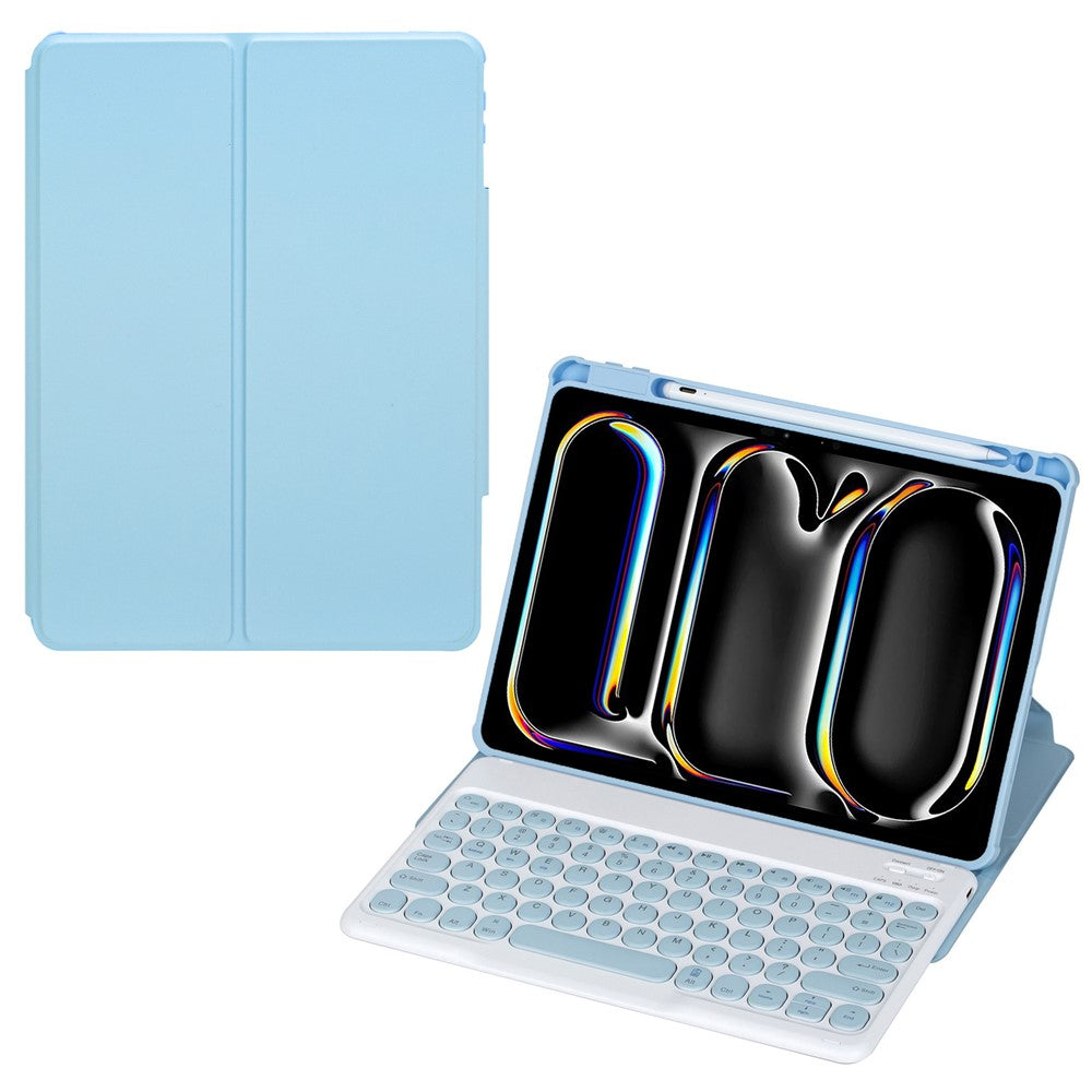 YL13 For iPad Pro 11 (2024) PU+Acrylic Rotary Stand Tablet Cover with Round Key Keyboard