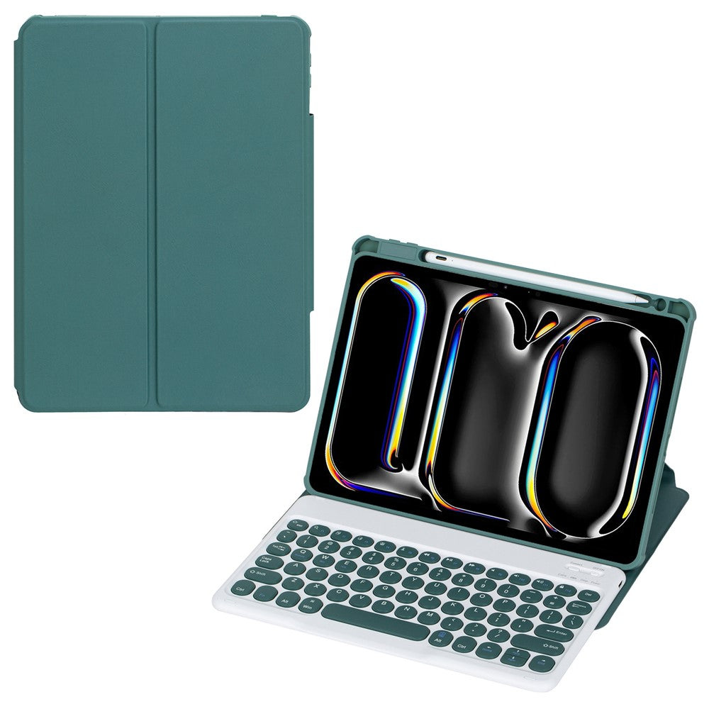 YL13 For iPad Pro 11 (2024) PU+Acrylic Rotary Stand Tablet Cover with Round Key Keyboard