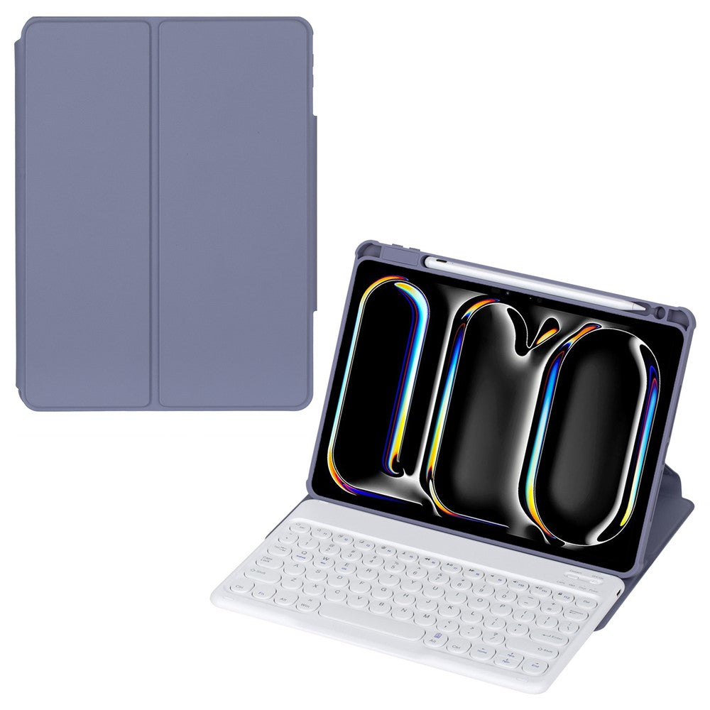 YL13 For iPad Pro 11 (2024) PU+Acrylic Rotary Stand Tablet Cover with Round Key Keyboard