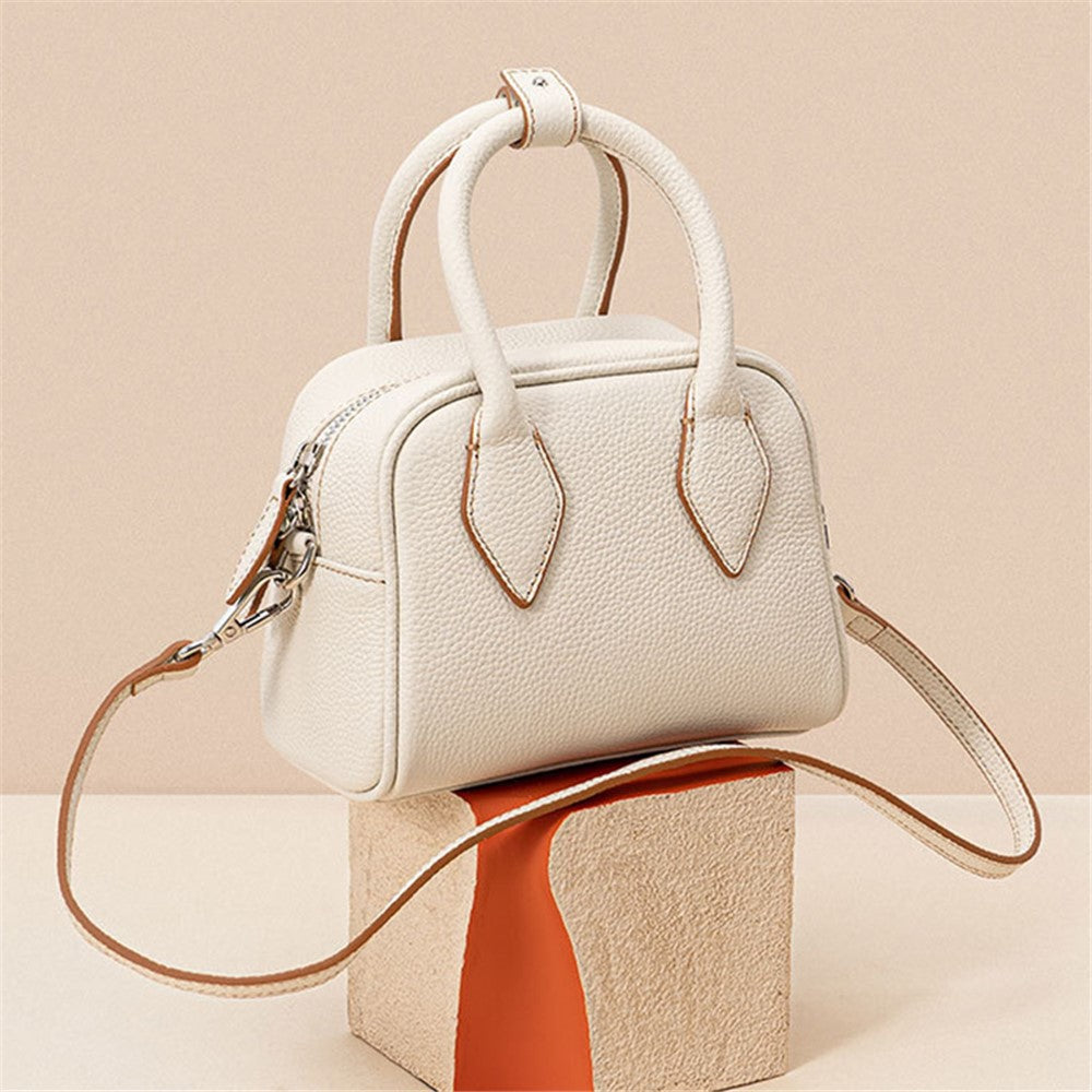 JY9061 Size S Genuine Cowhide Leather Crossbody Bag Splicing Color Daypack Women's Small Handbag