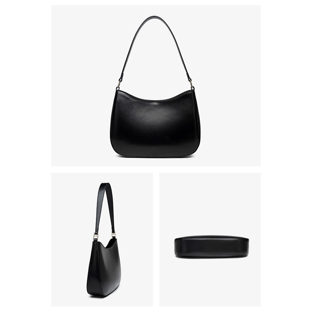 CKZC2235 Simple Style Underarm Bag Women PU+Cowhide Leather Handbag Tote Bag with Shoulder Strap