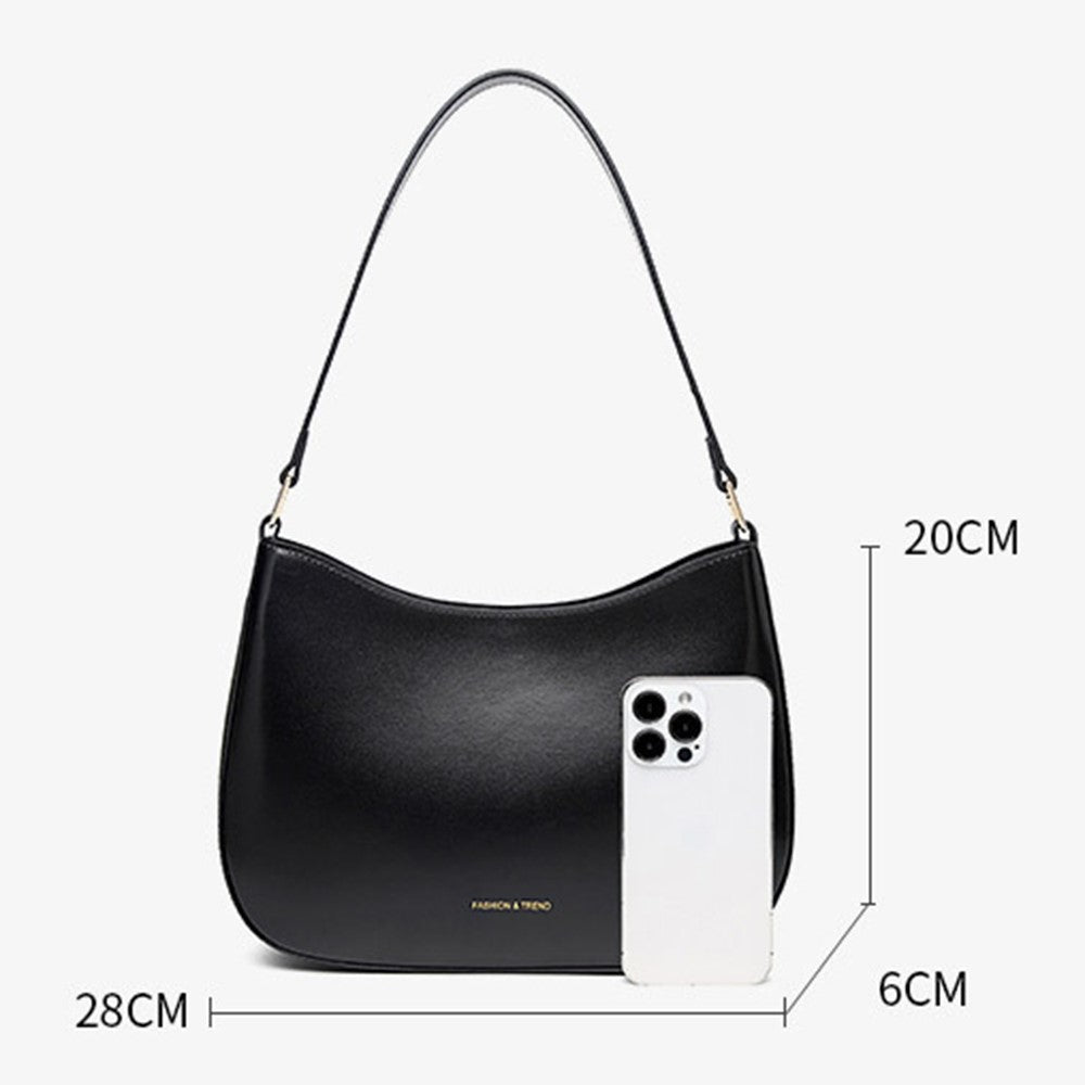 CKZC2235 Simple Style Underarm Bag Women PU+Cowhide Leather Handbag Tote Bag with Shoulder Strap