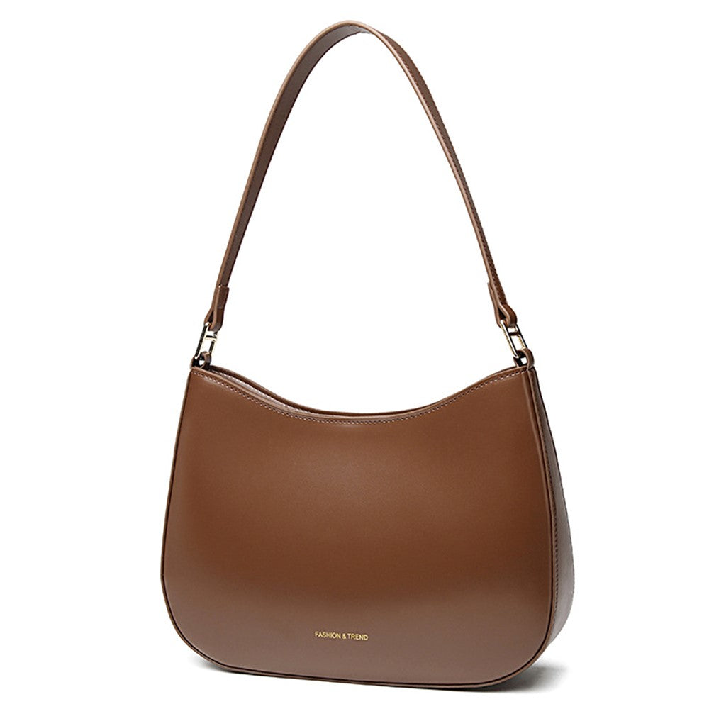 CKZC2235 Simple Style Underarm Bag Women PU+Cowhide Leather Handbag Tote Bag with Shoulder Strap