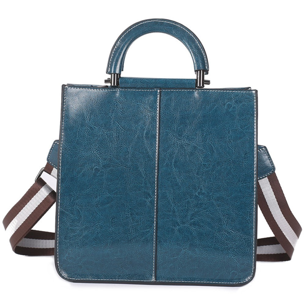 55711 Solid Color Tote Handbag Women Cowhide Leather Crossbody Shoulder Bag for Shopping Dating