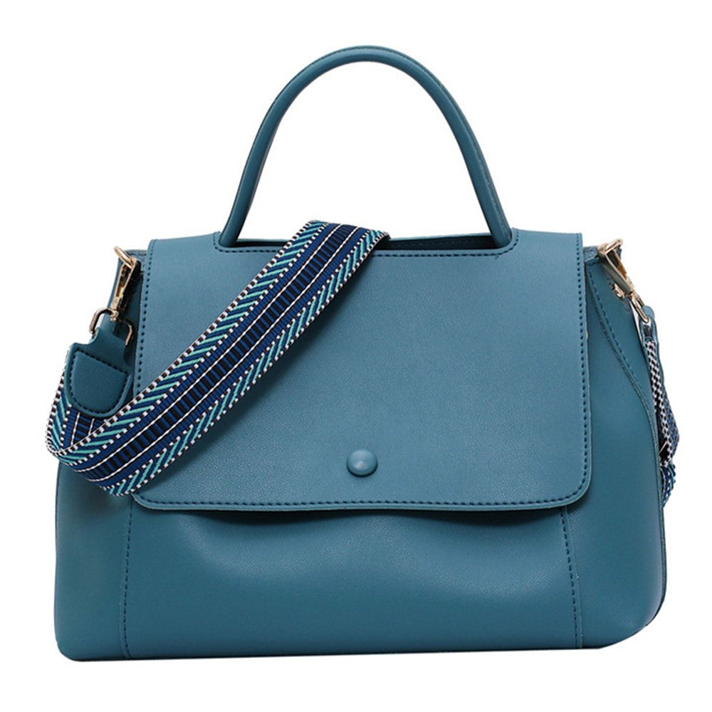 PU Leather Tote Handbag Women Crossbody Bag with Wide Shoulder Strap