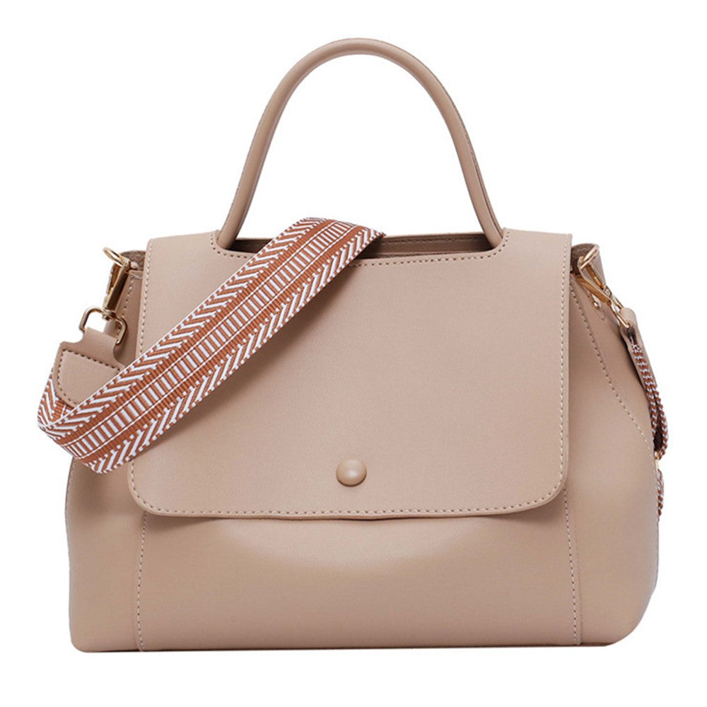 PU Leather Tote Handbag Women Crossbody Bag with Wide Shoulder Strap