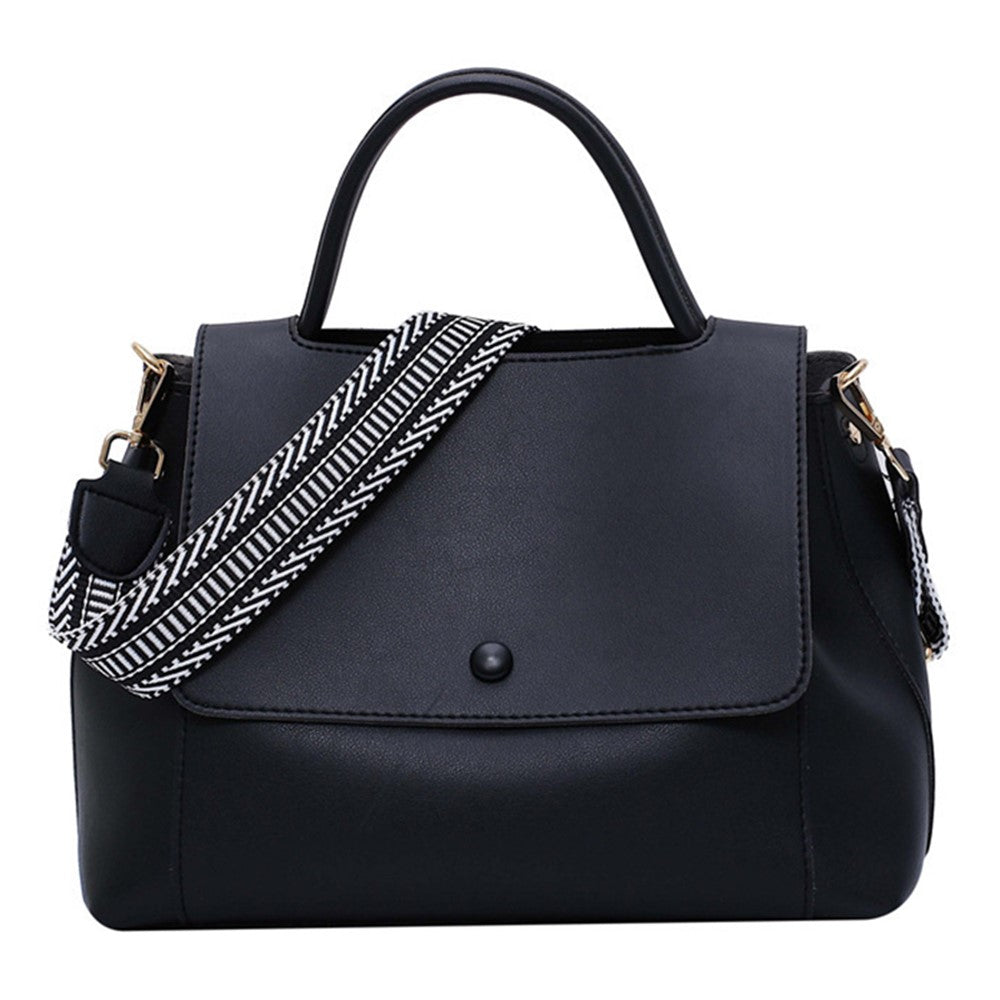 PU Leather Tote Handbag Women Crossbody Bag with Wide Shoulder Strap