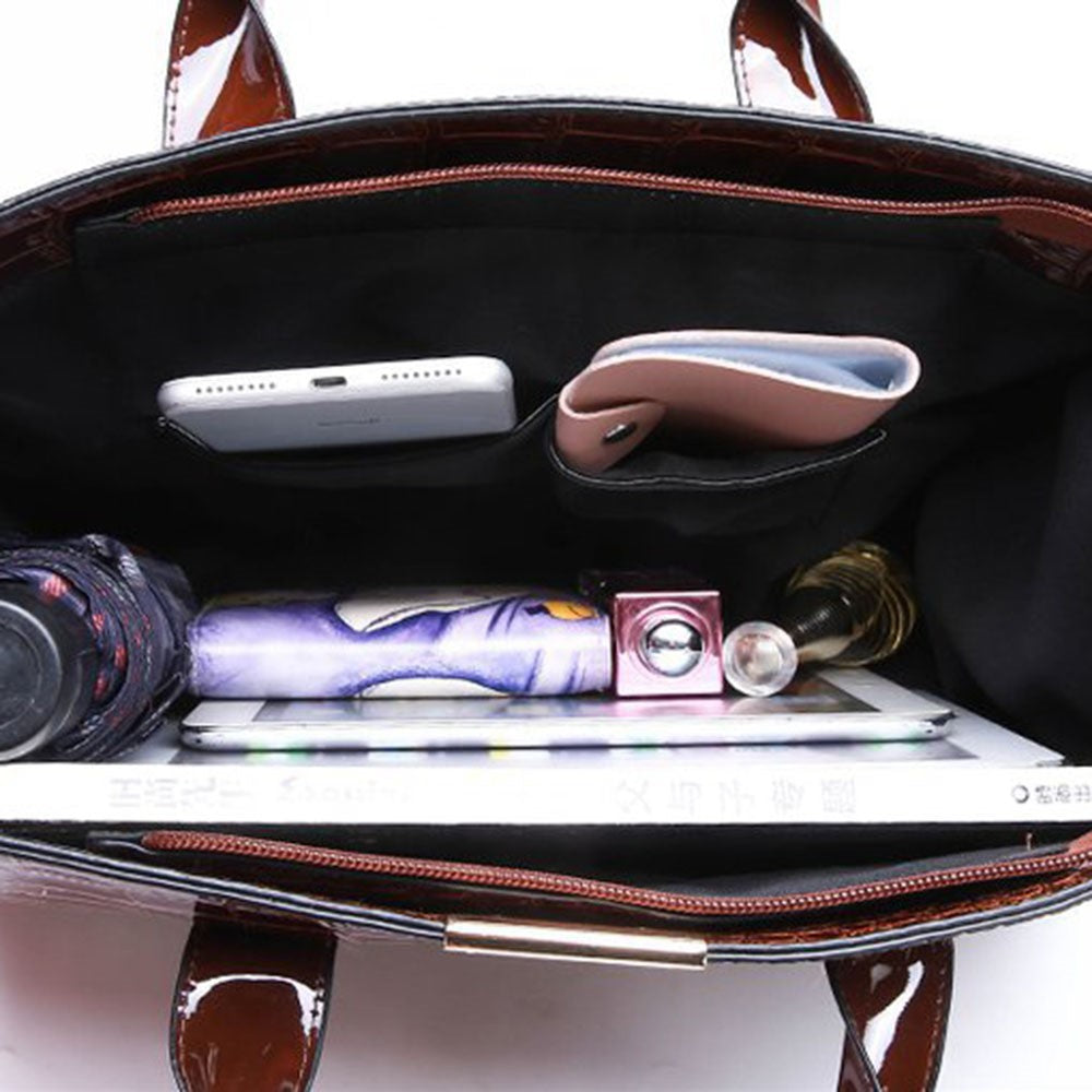Fashion Crocodile Texture Handbag PU Leather Women Tote Bag Shoulder Bag