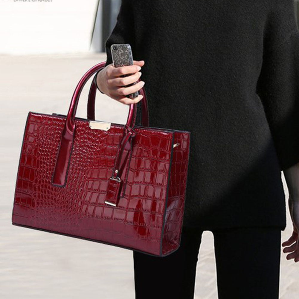 Fashion Crocodile Texture Handbag PU Leather Women Tote Bag Shoulder Bag