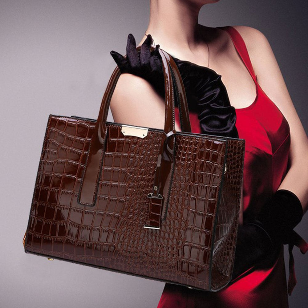 Fashion Crocodile Texture Handbag PU Leather Women Tote Bag Shoulder Bag